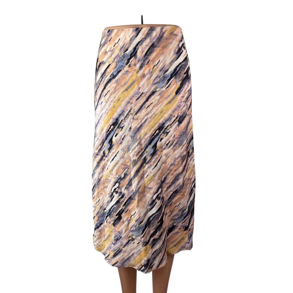 Aritzia Babaton Multicolor Abstract Striped High Waisted Midi Slip Skirt Size 2